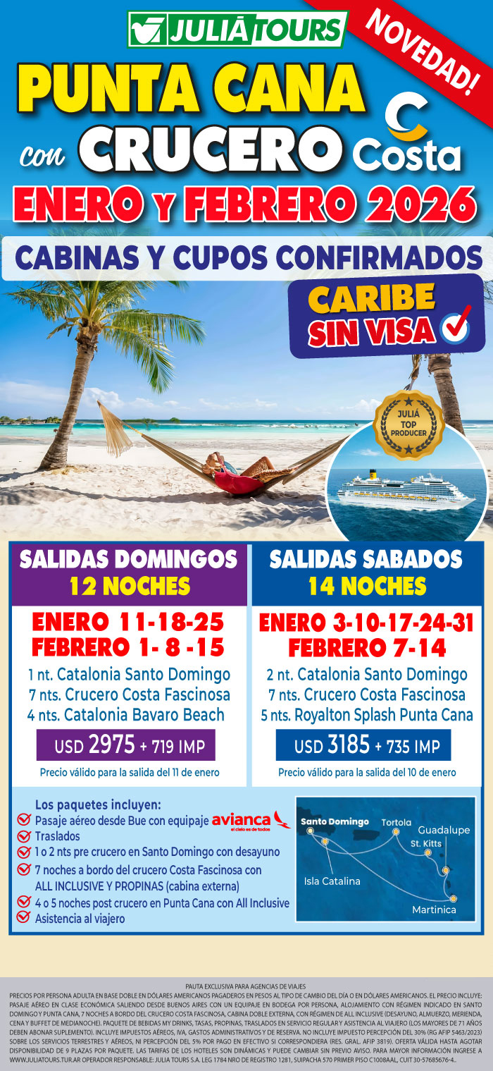 PUNTA CANA CON CRUCERO VERANO 2026